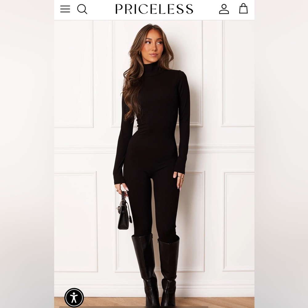 Shop priceless Alina black turtleneck jumpsuit